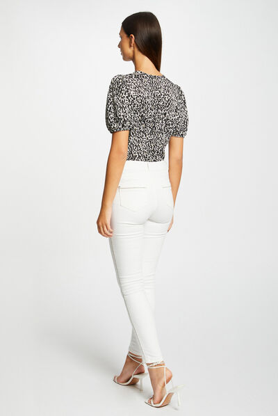 T-shirt à boutons imprimé animalier multico femme