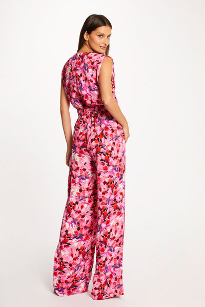 Combinaison jambe large imprimé floral multico femme