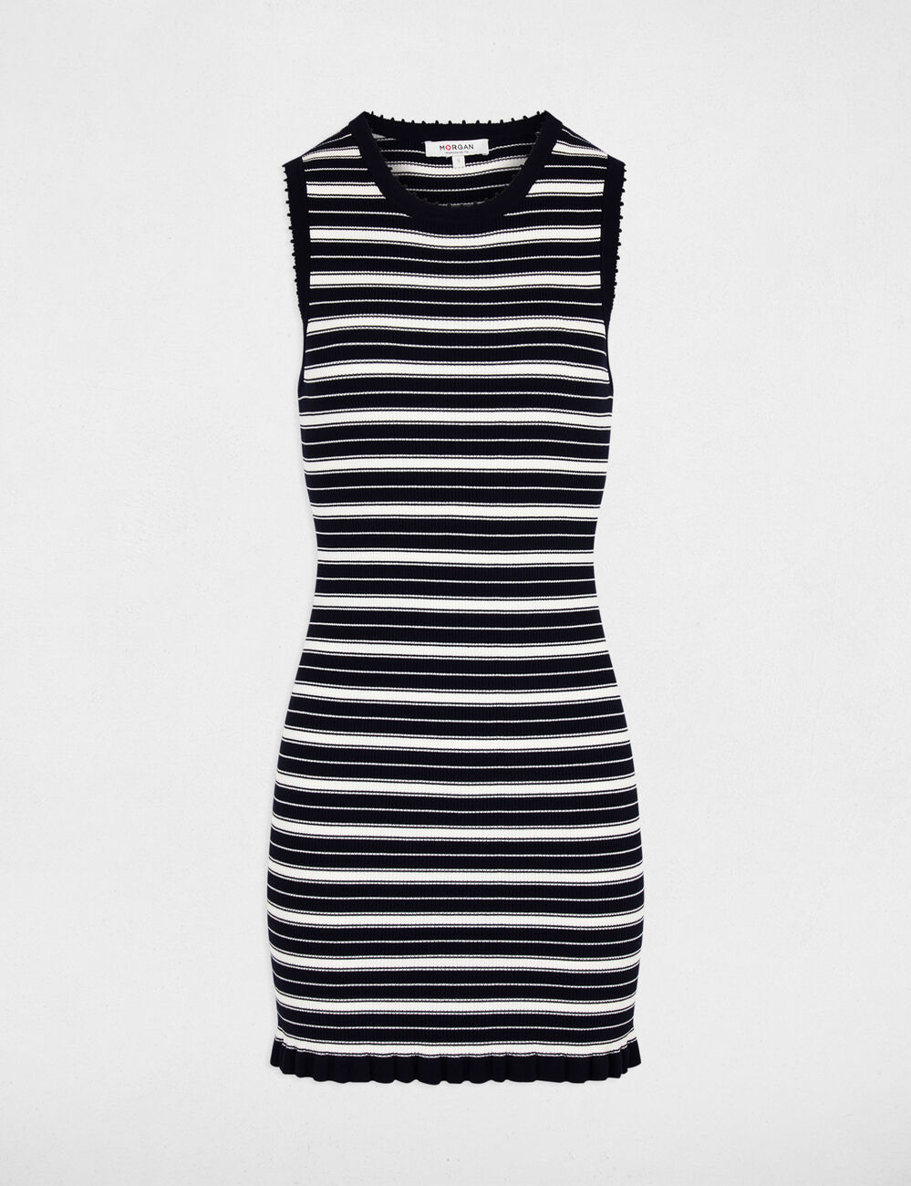Robe tricot sans manches bleu marine femme
