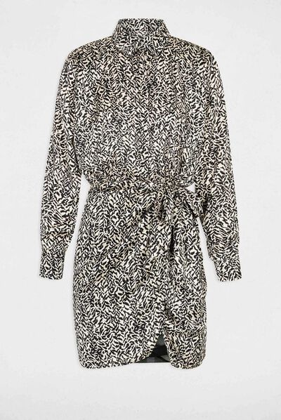 Robe ajustée drapée imprimé animalier multico femme