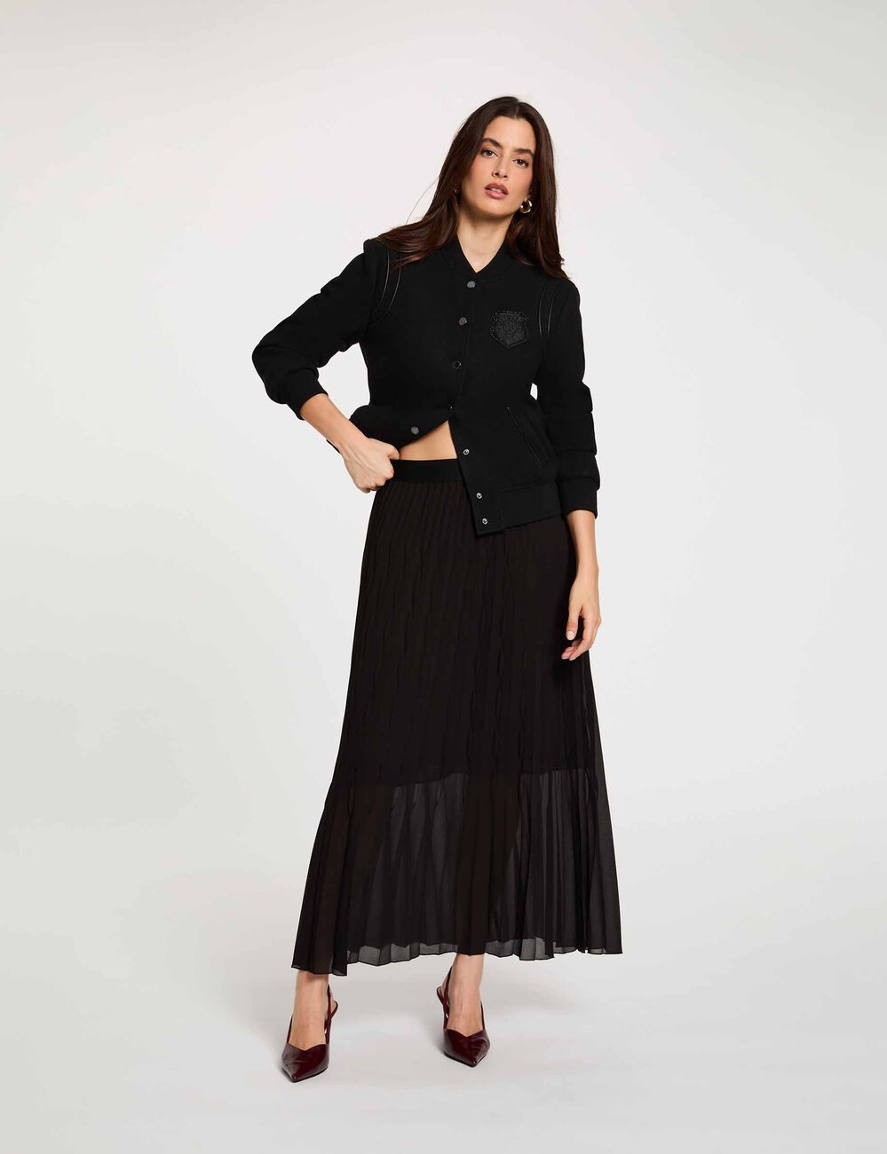 Blouson manches longues noir femme