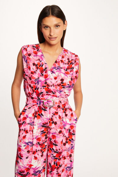 Combinaison jambe large imprimé floral multico femme