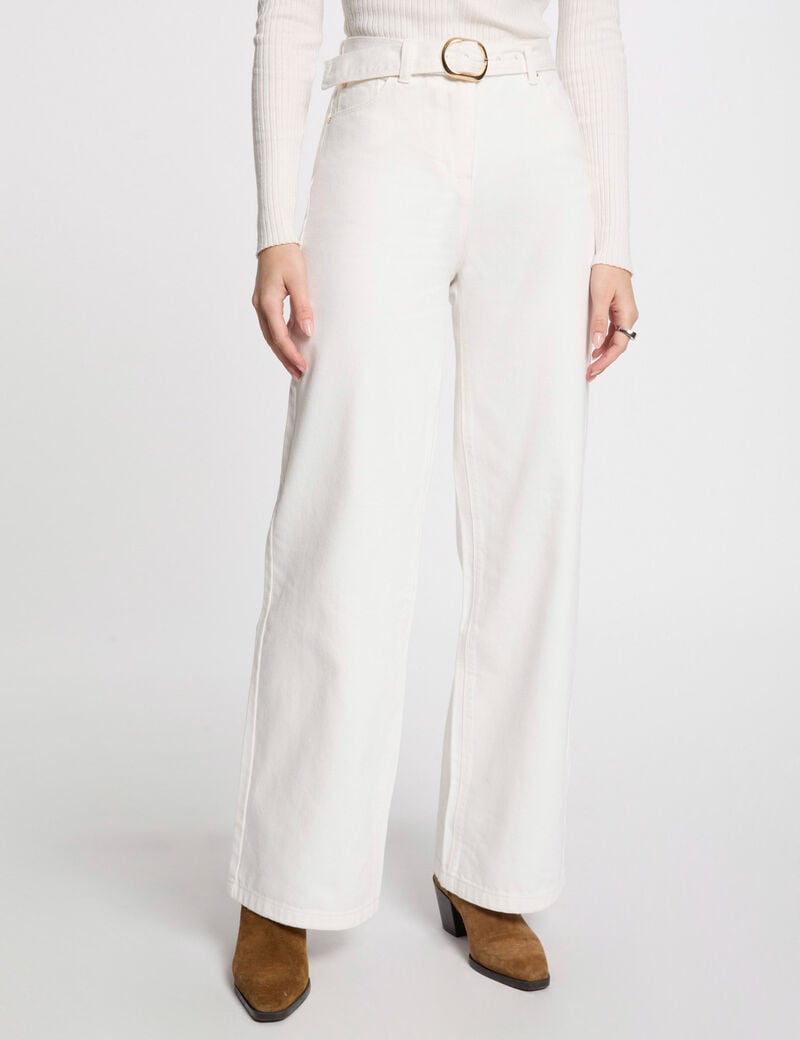 jeans jambe large ceinture blanc femme Jeans jambe large ceinturé blanc femme