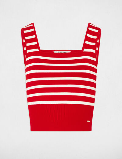 Top maille bretelles larges rouge femme