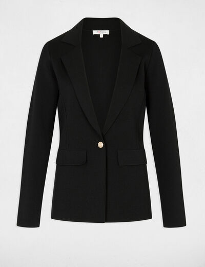 Veste cintr&eacute;e col &agrave; revers noir femme