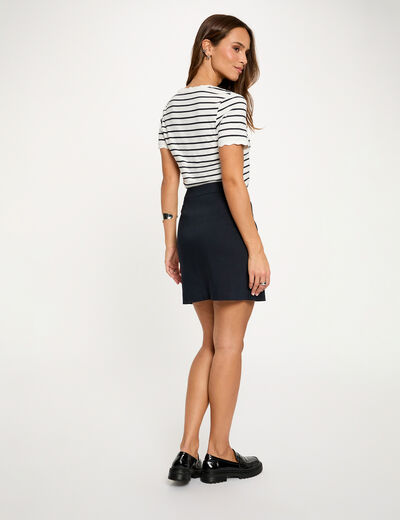 Jupe courte zipp&eacute;e bleu marine femme