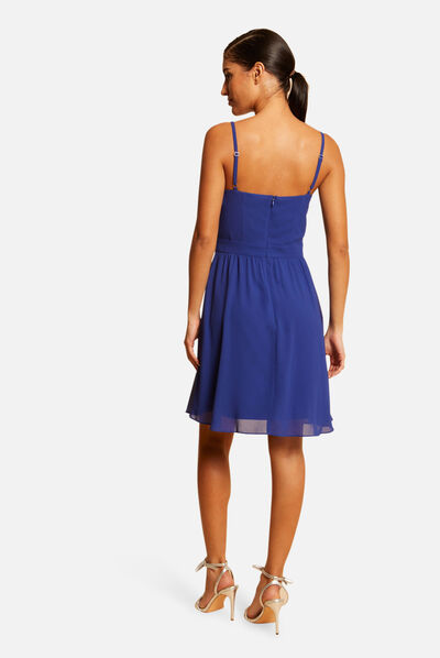 Robe patineuse avec col cache-coeur bleu electrique femme