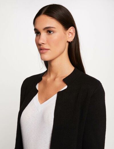 Gilet droit &agrave; col crant&eacute; gris fonc&eacute; femme