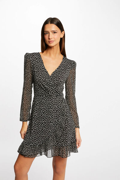 Robe portefeuille imprimé pois multico femme