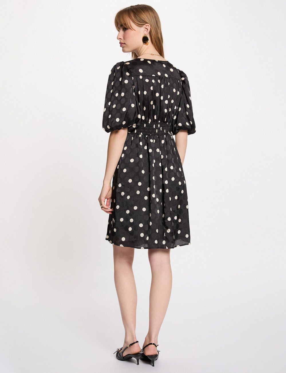 Robe courte manches bouffantes noir femme