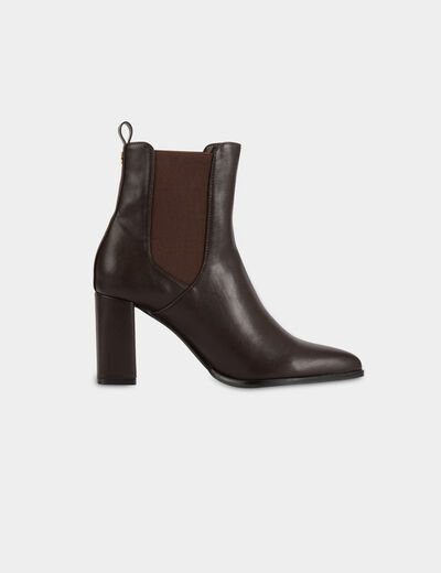 Botte similicuir marron fonc&eacute; femme