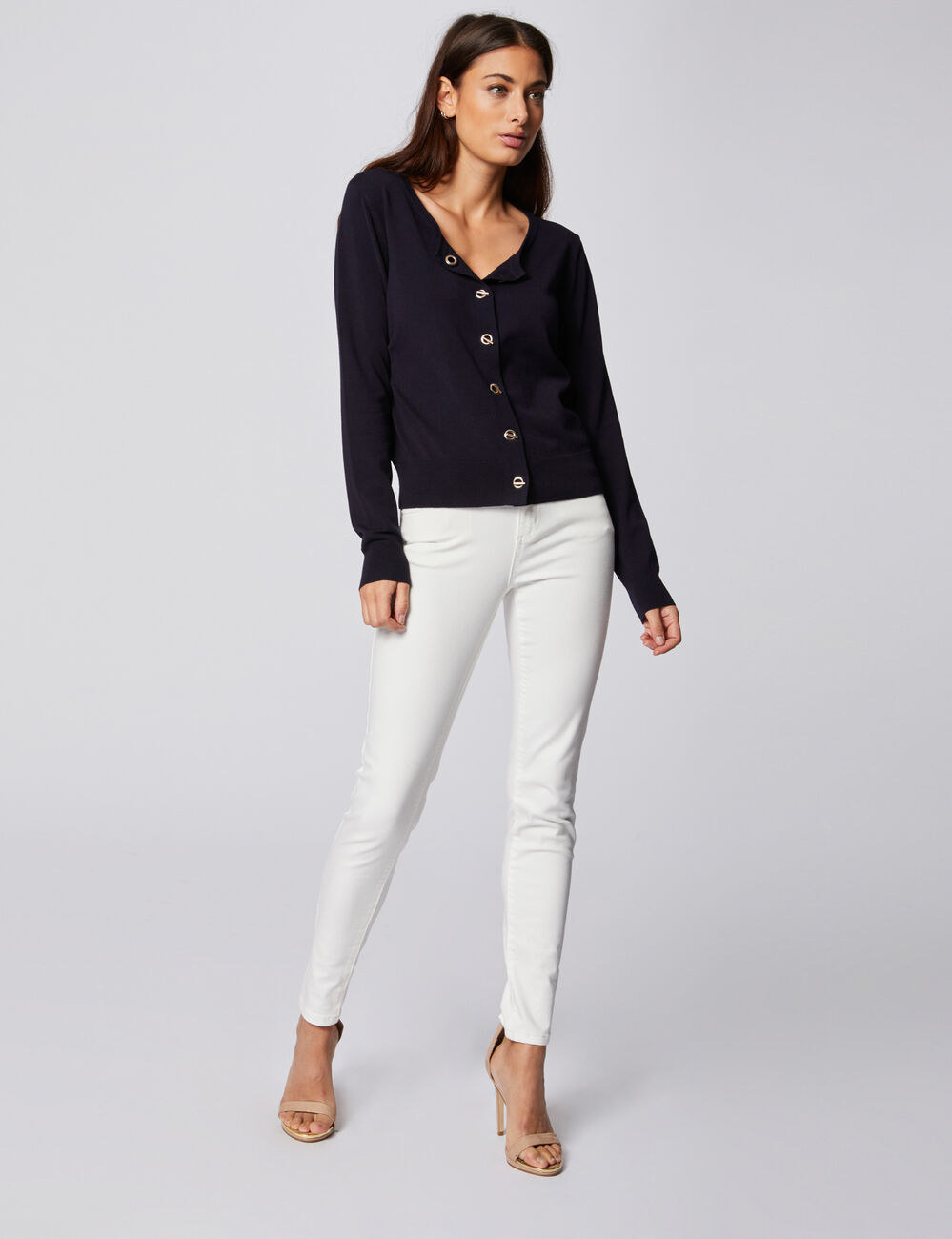 Pantalon skinny taille standard 5 poches ecru femme