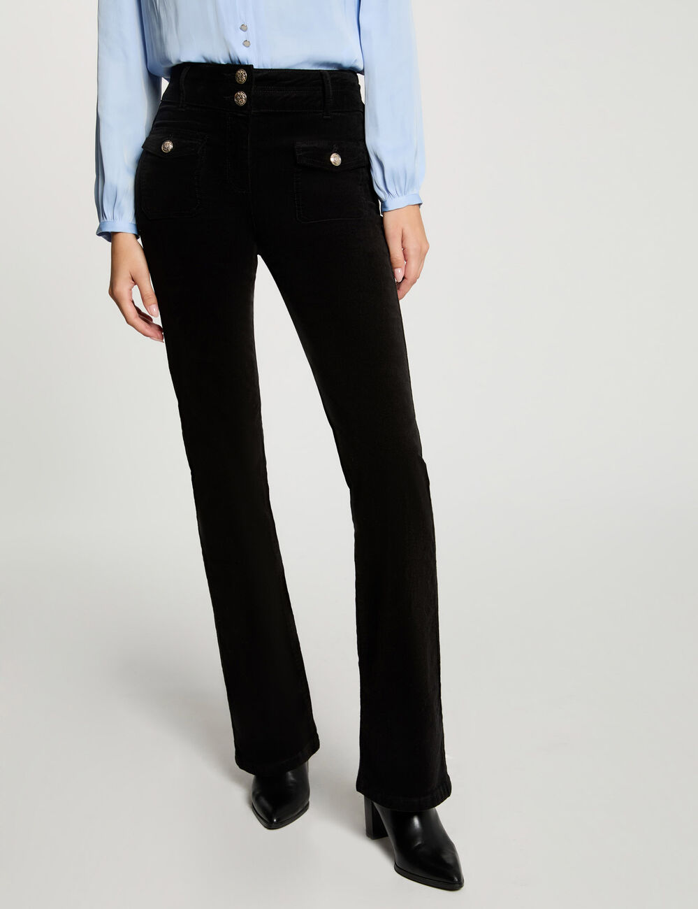 Pantalon ajusté velours noir femme