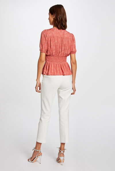Blouse manches courtes imprimé cachemire rouille femme
