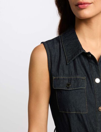 Robe longue droite en jean denim brut femme