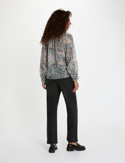 Chemise imprim&eacute;e col v multicolore femme