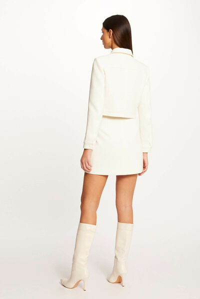Jupe trapèze taille haute ecru femme