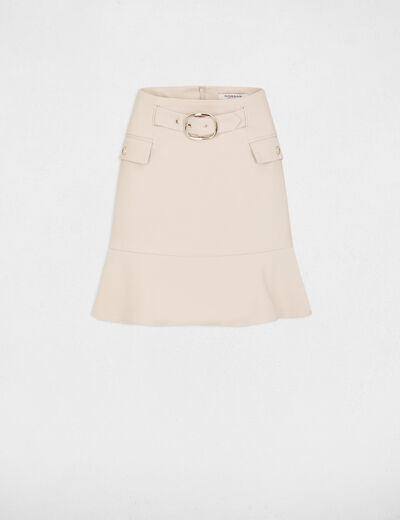 Jupe courte avec boucle beige femme