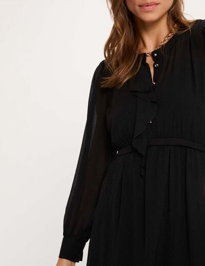 Robe courte jacquard noir femme