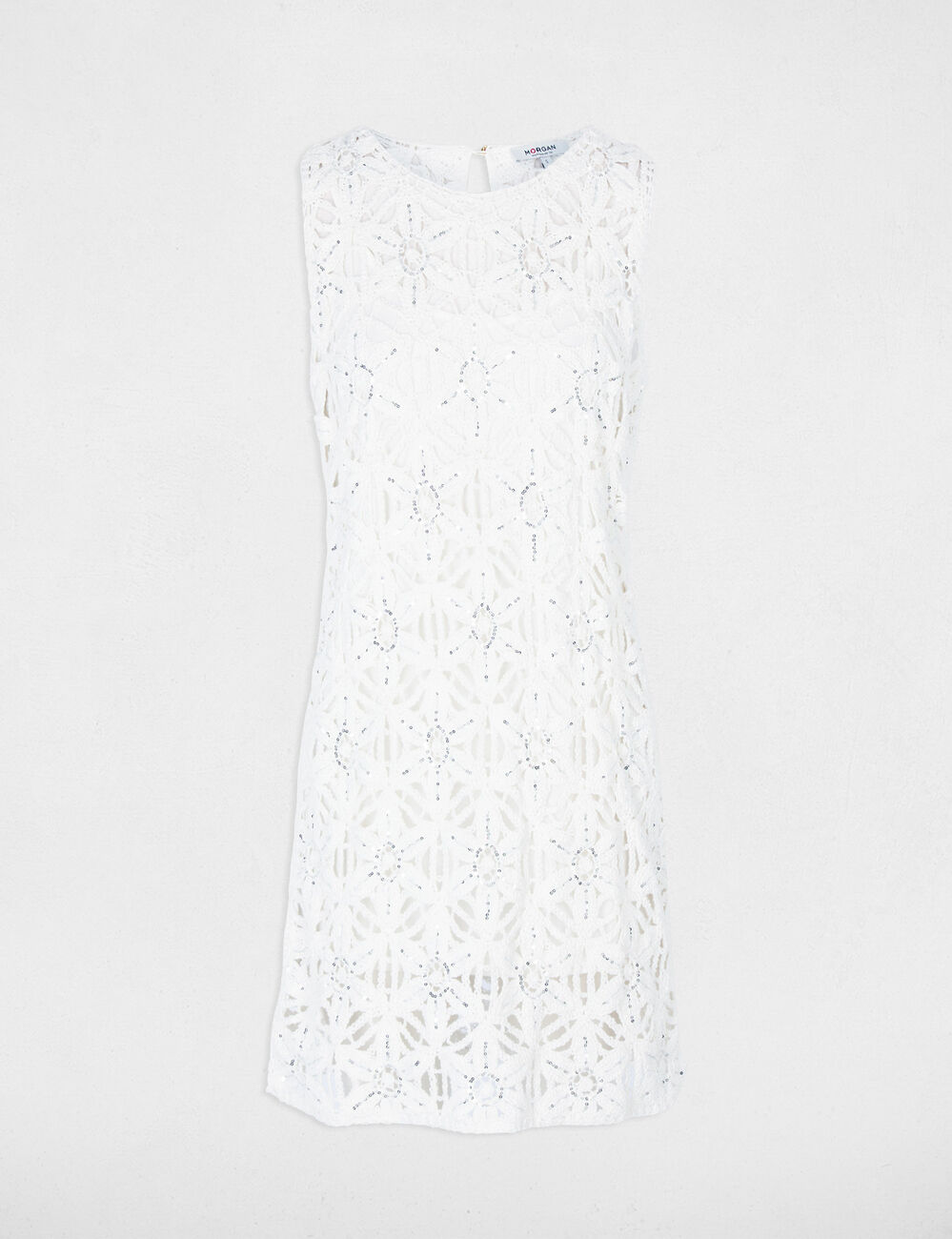 Robe tricot cintr&eacute;e blanc femme
