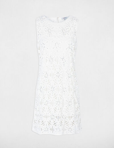 Robe tricot cintr&eacute;e blanc femme