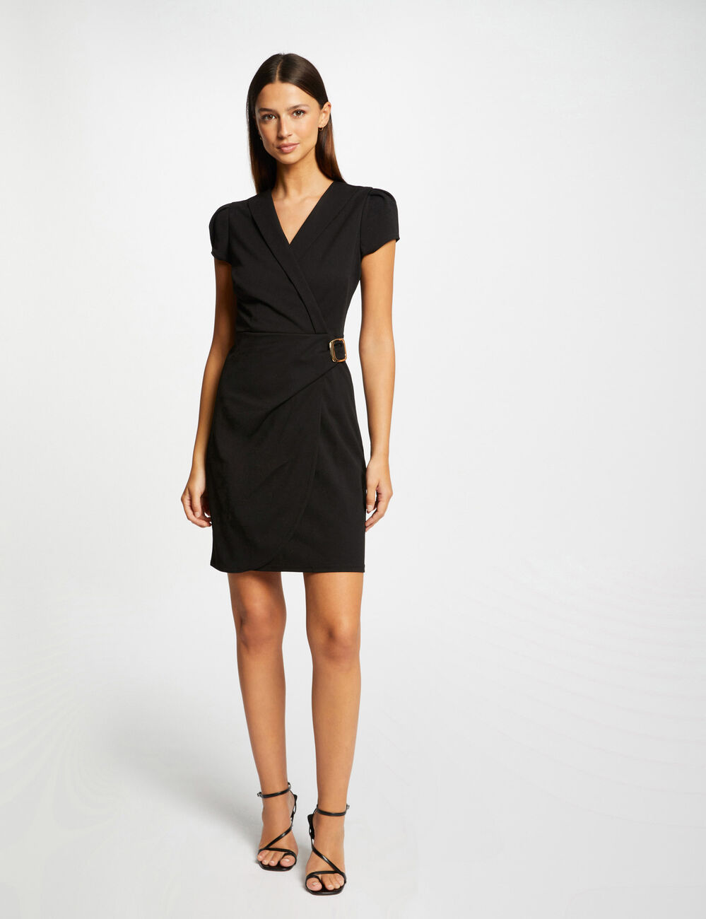 Robe portefeuille avec boucle noir femme