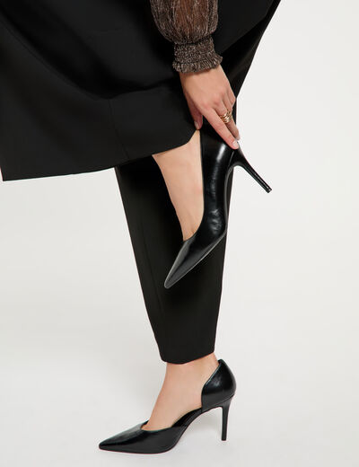 Escarpin c&ocirc;t&eacute; ouvert noir femme
