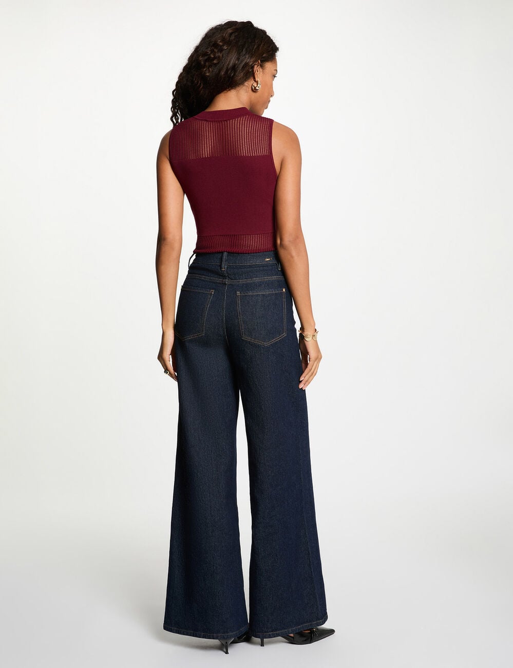 Pull sans manches bordeaux femme