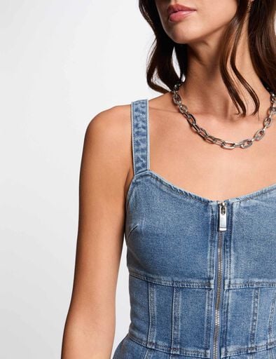 robe courte ajustee en jean denim stone femme Robe courte ajustée en jean denim stone femme