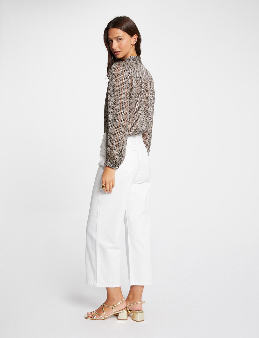Jeans droit 7/8&egrave;me ecru femme