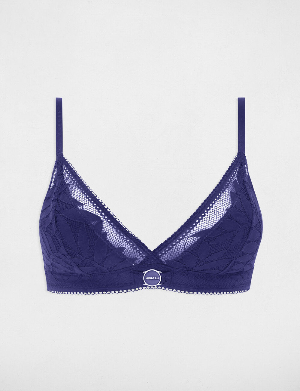 Soutien-gorge dentelle bretelles fines bleu marine femme