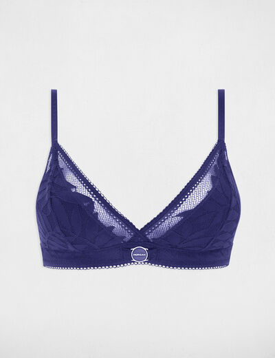 Soutien-gorge dentelle bretelles fines bleu marine femme