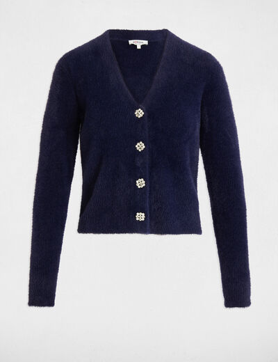 Gilet manches longues bleu marine femme