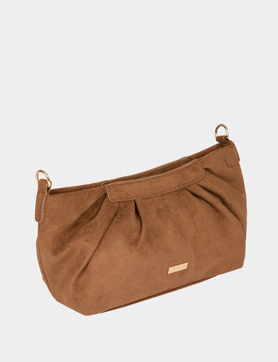 Sac bandouli&egrave;re su&eacute;dine marron cognac femme