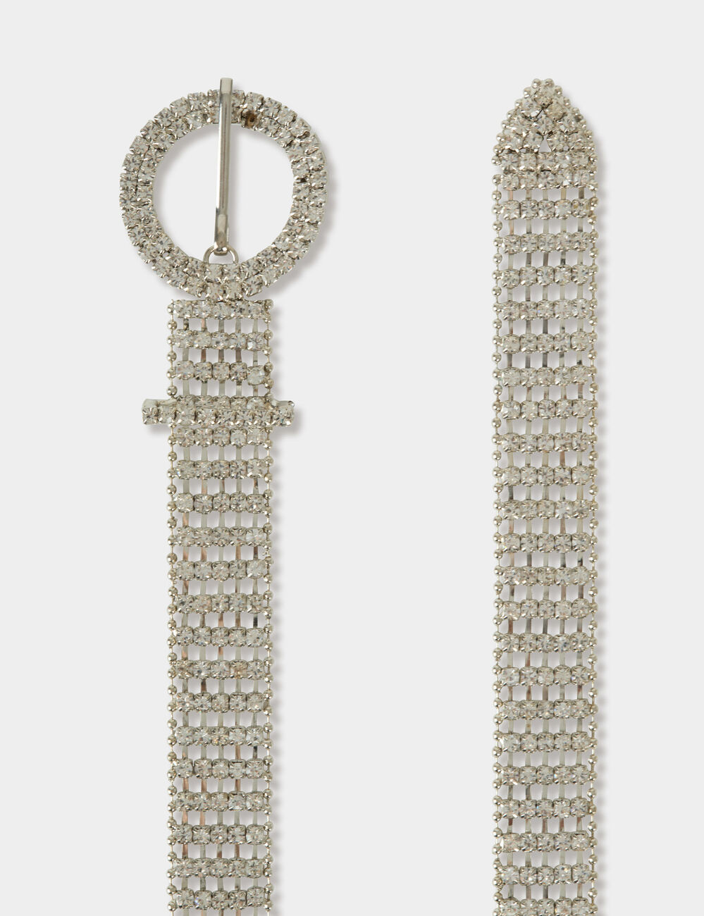 Ceinture fine strass couleur argent femme