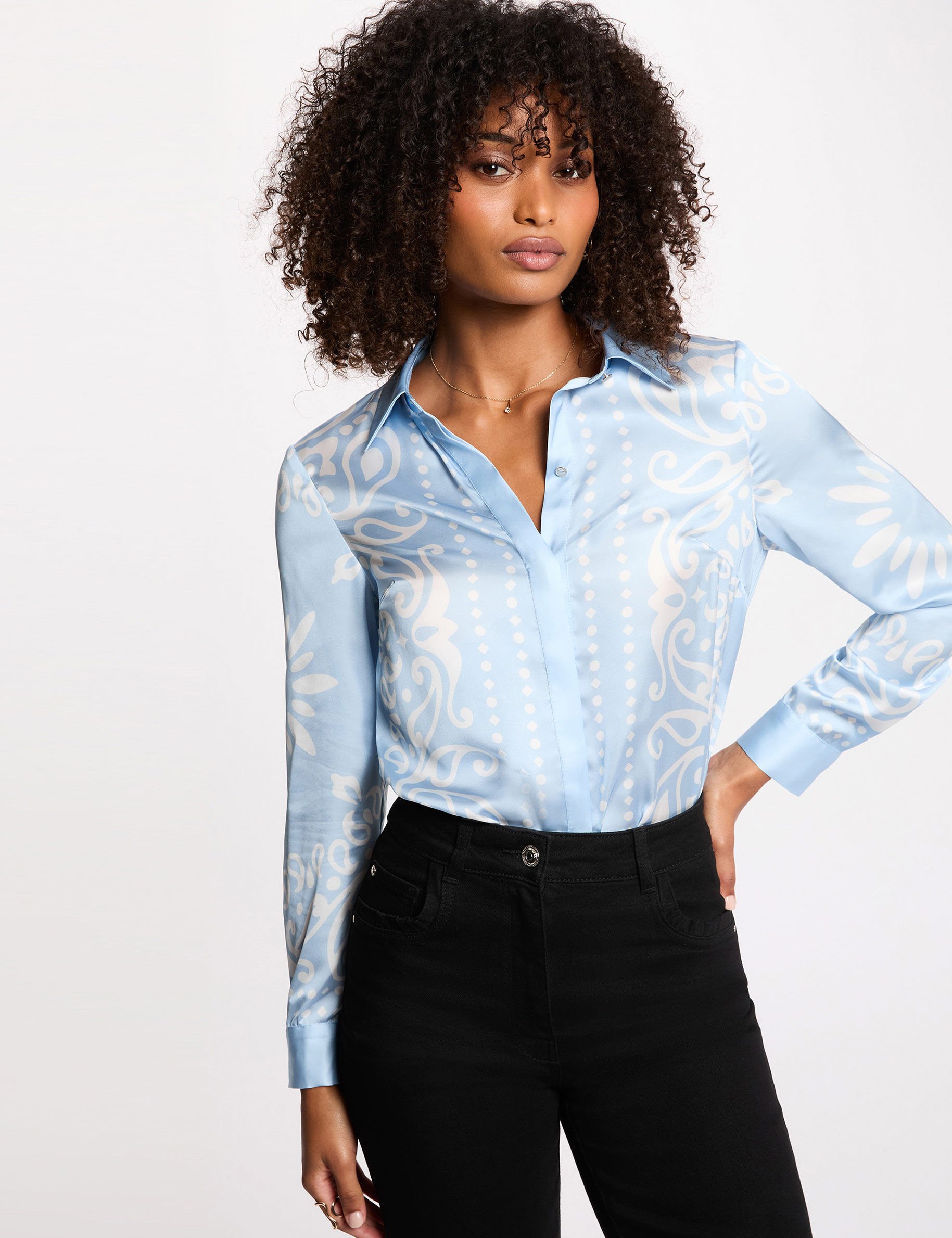 Chemise fluide imprimée ciel femme