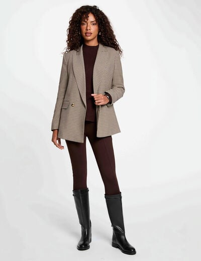 Pantalon legging uni marron fonc&eacute; femme