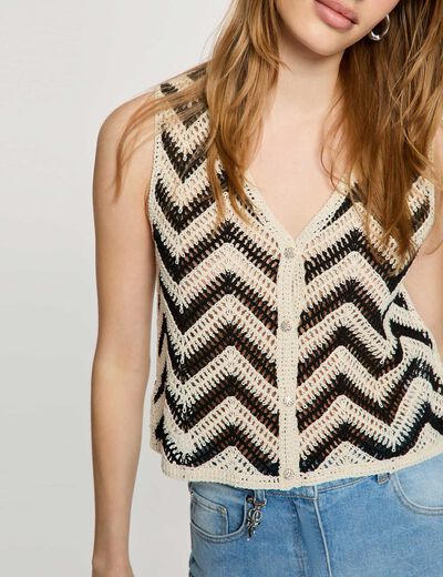 Gilet sans manches col v noir femme