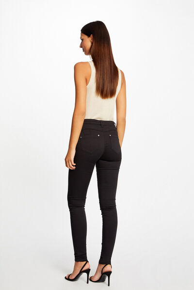 Pantalon skinny à détails chaînes noir femme