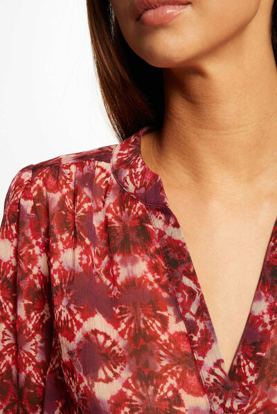 Chemise manches longues imprimé abstrait multico femme