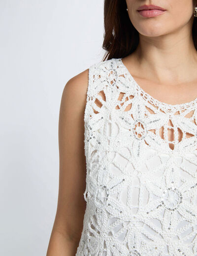 Robe tricot cintr&eacute;e blanc femme