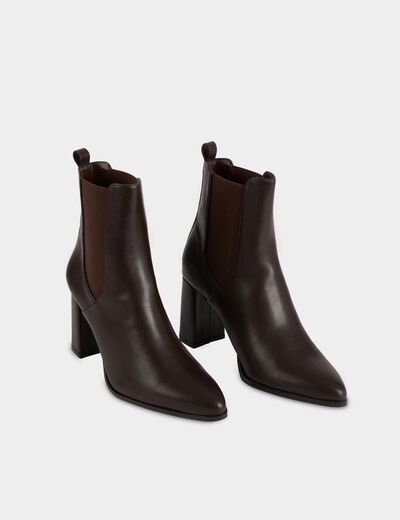 Botte similicuir marron fonc&eacute; femme