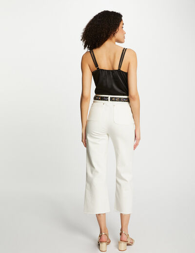 Top satin à bretelles noir femme