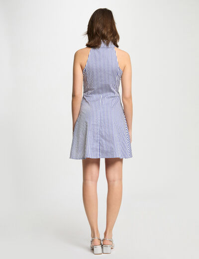 Robe courte trapèze rayée multicolore femme