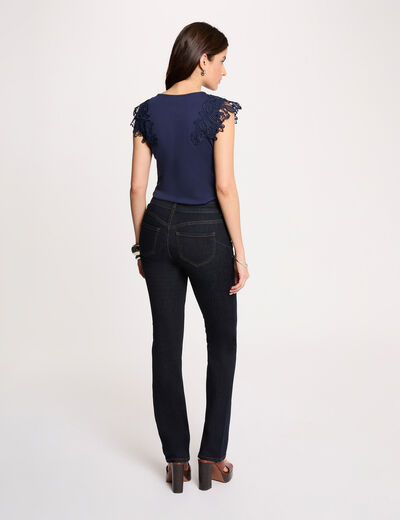 T-shirt manches courtes bleu marine femme