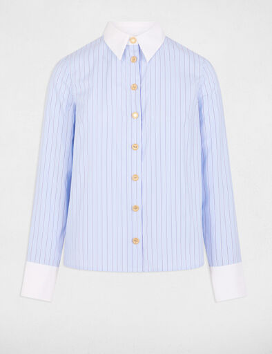 Chemise manches longues rayée bleu ciel femme