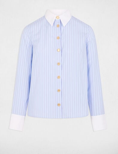 chemise manches longues rayee bleu ciel femme Chemise manches longues rayée bleu ciel femme