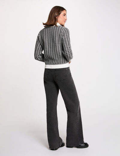 Veste jacquard chevron noir femme