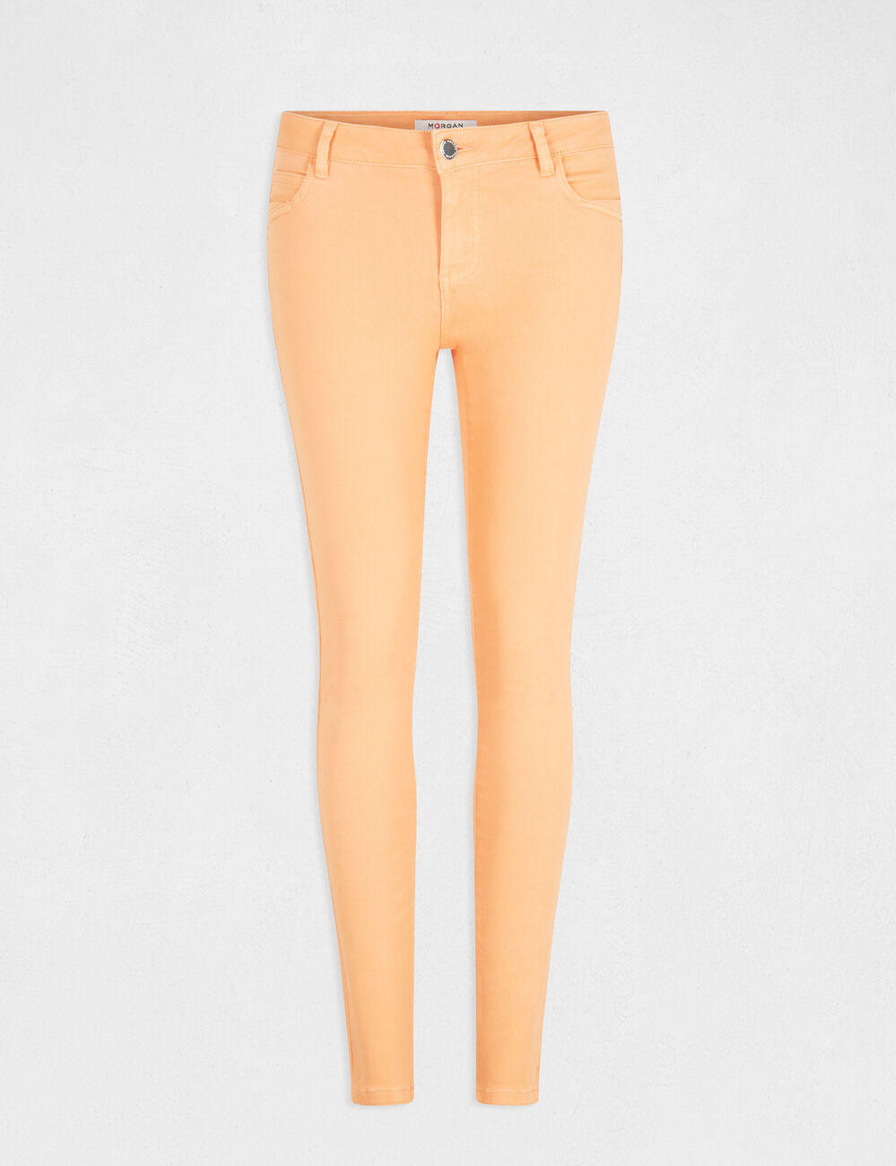 Jeans skinny taille basse orange clair femme
