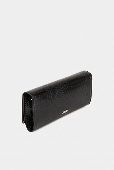 Sac pochette effet croco noir femme